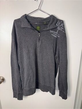 Timberland Gray Logo Quarter Zip Pullover Sweatshirt